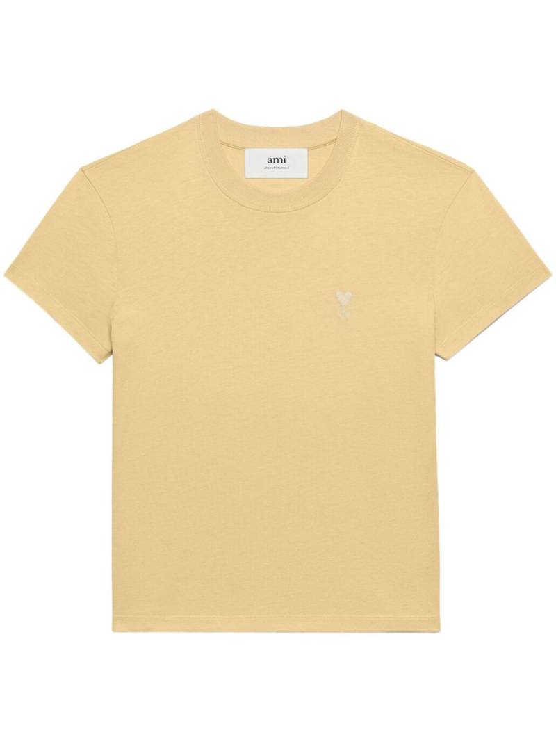 AMI Paris logo-embroidered organic-cotton T-shirt - Yellow von AMI Paris