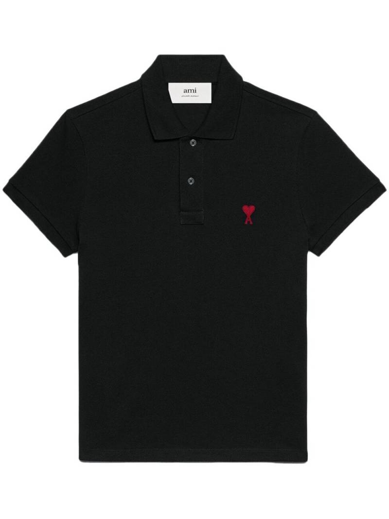 AMI Paris Ami De Coeur organic-cotton polo shirt - Black von AMI Paris