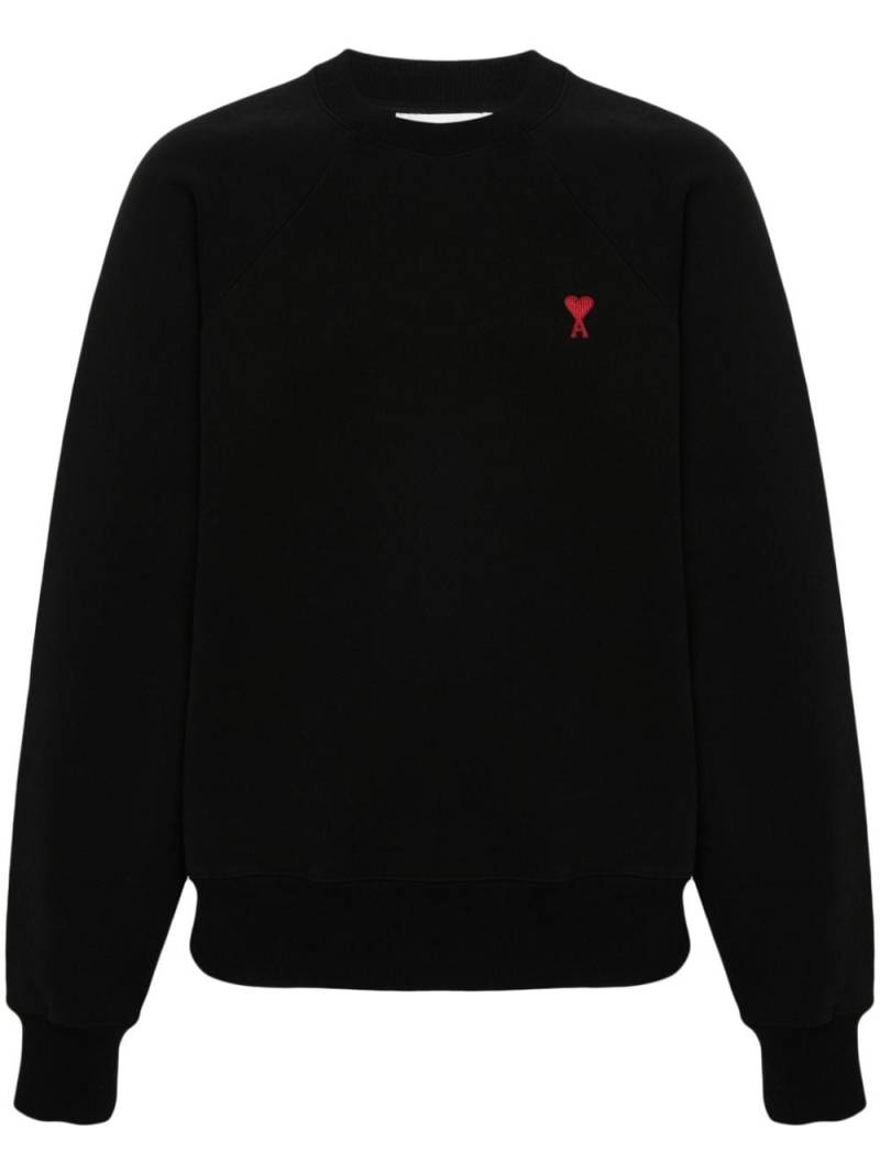 AMI Paris logo-embroidered organic-cotton sweatshirt - Black von AMI Paris