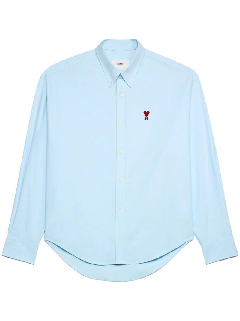 AMI Paris logo-embroidered poplin shirt - Blue von AMI Paris