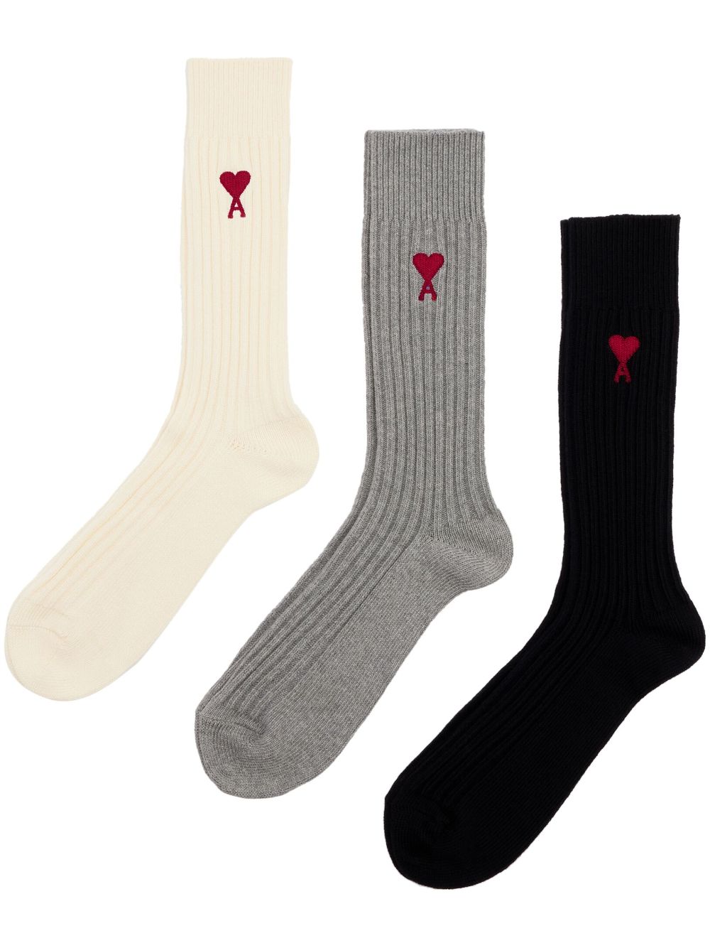 AMI Paris logo-embroidered ribbed-knit socks - Neutrals von AMI Paris