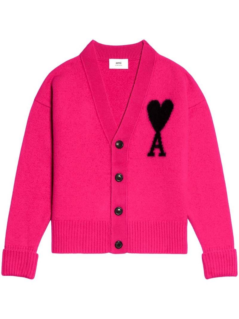 AMI Paris logo-intarsia wool cardigan - Pink von AMI Paris