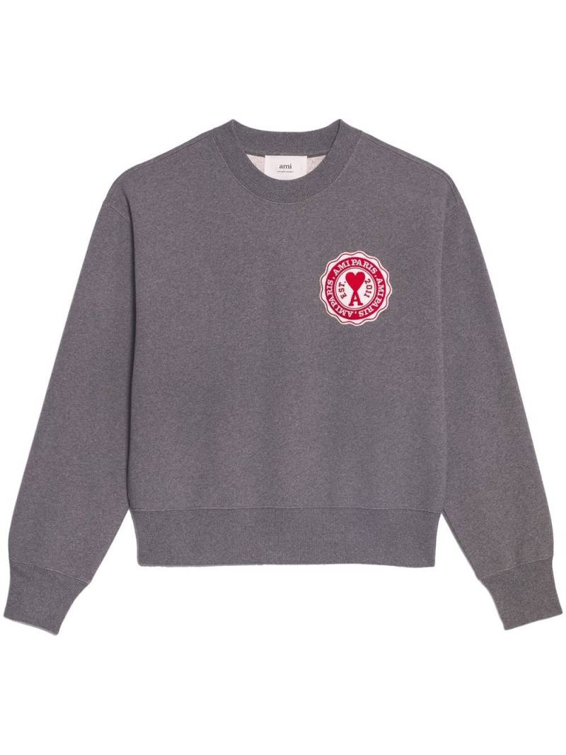 AMI Paris logo-patch organic-cotton sweatshirt - Grey von AMI Paris