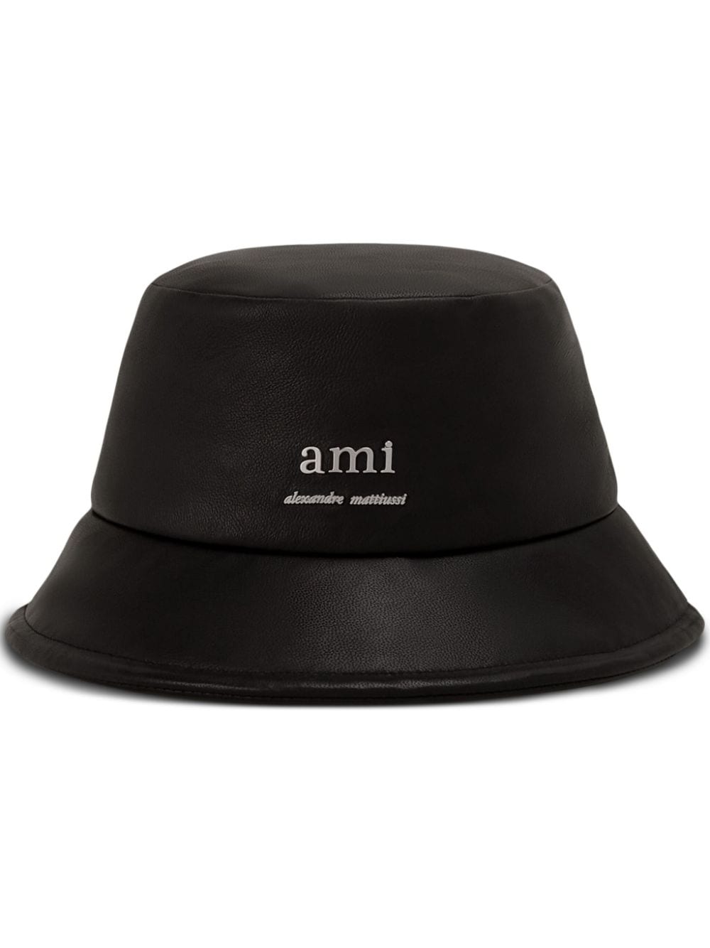 AMI Paris logo-plaque leather bucket hat - Black von AMI Paris