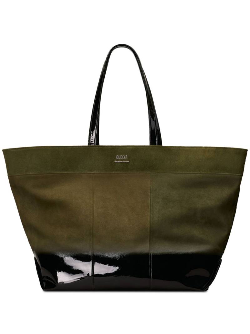 AMI Paris logo-plaque panelled tote bag - Green von AMI Paris