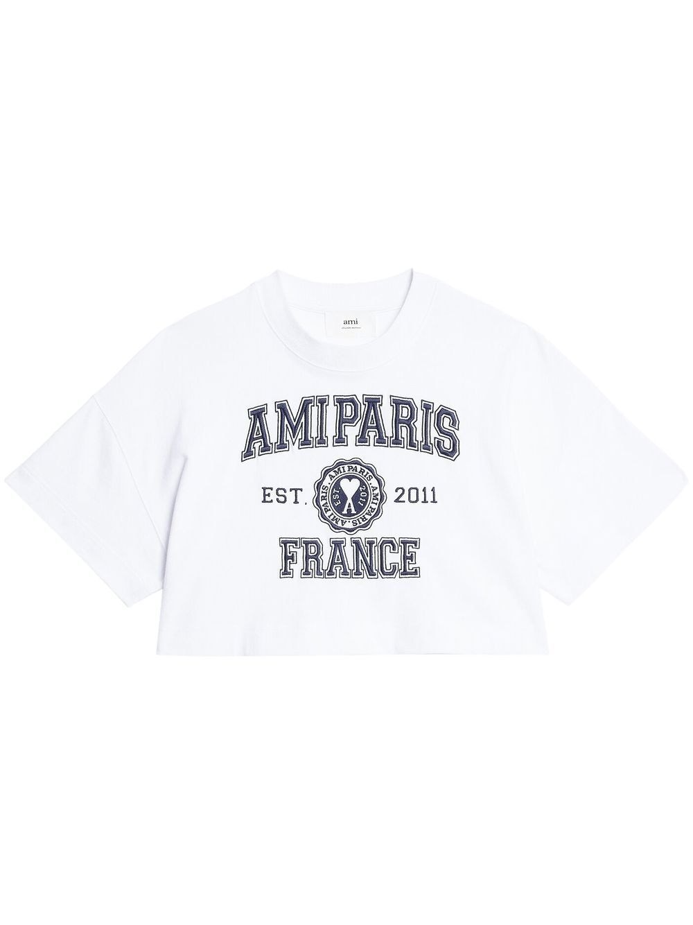 AMI Paris logo-print cropped T-shirt - White von AMI Paris