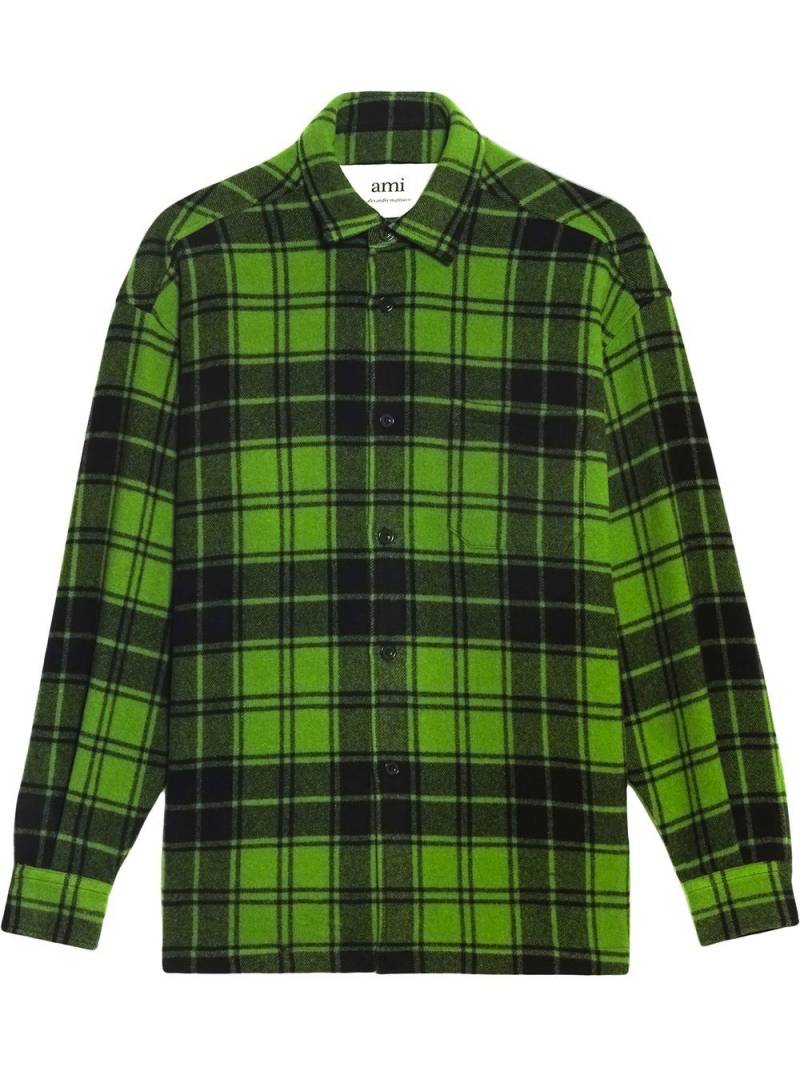 AMI Paris logo-print plaid-patterned shirt - Green von AMI Paris