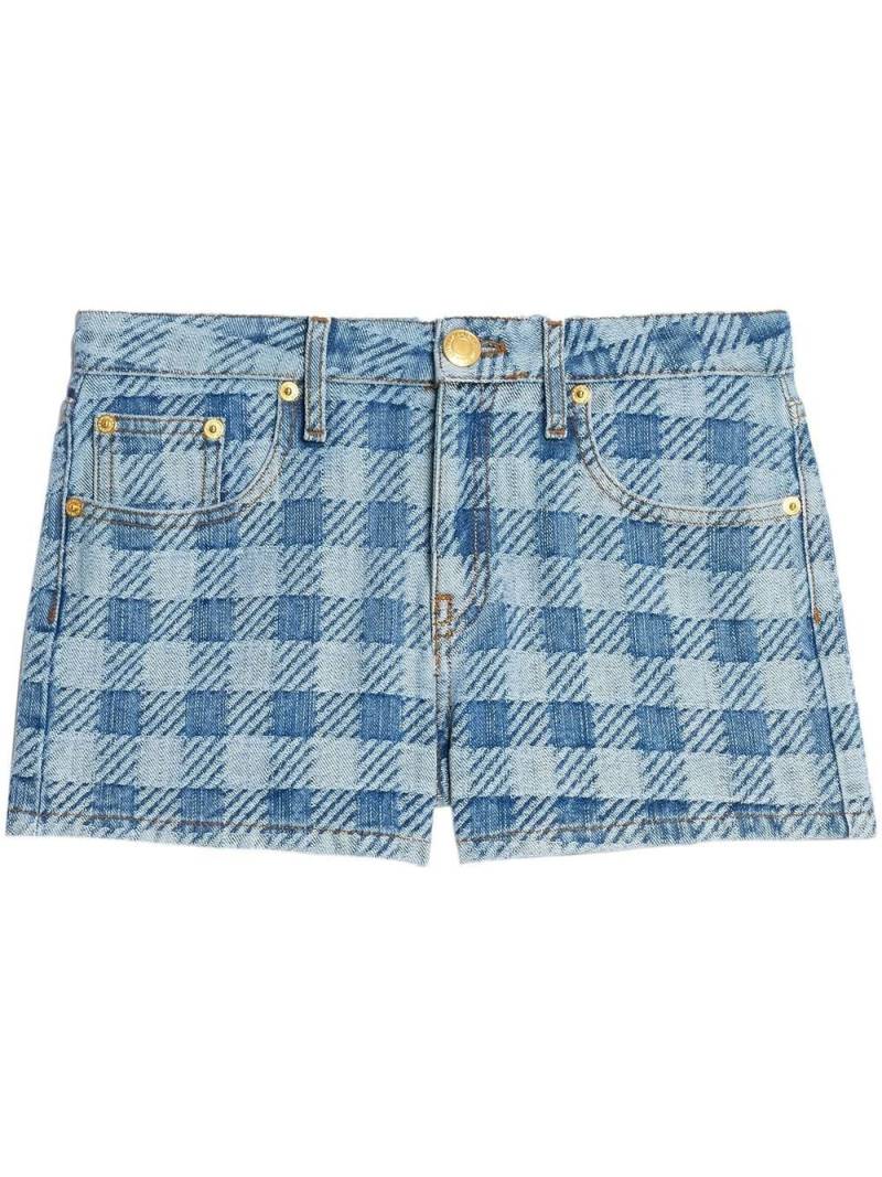 AMI Paris mini checkered denim shorts - Blue von AMI Paris