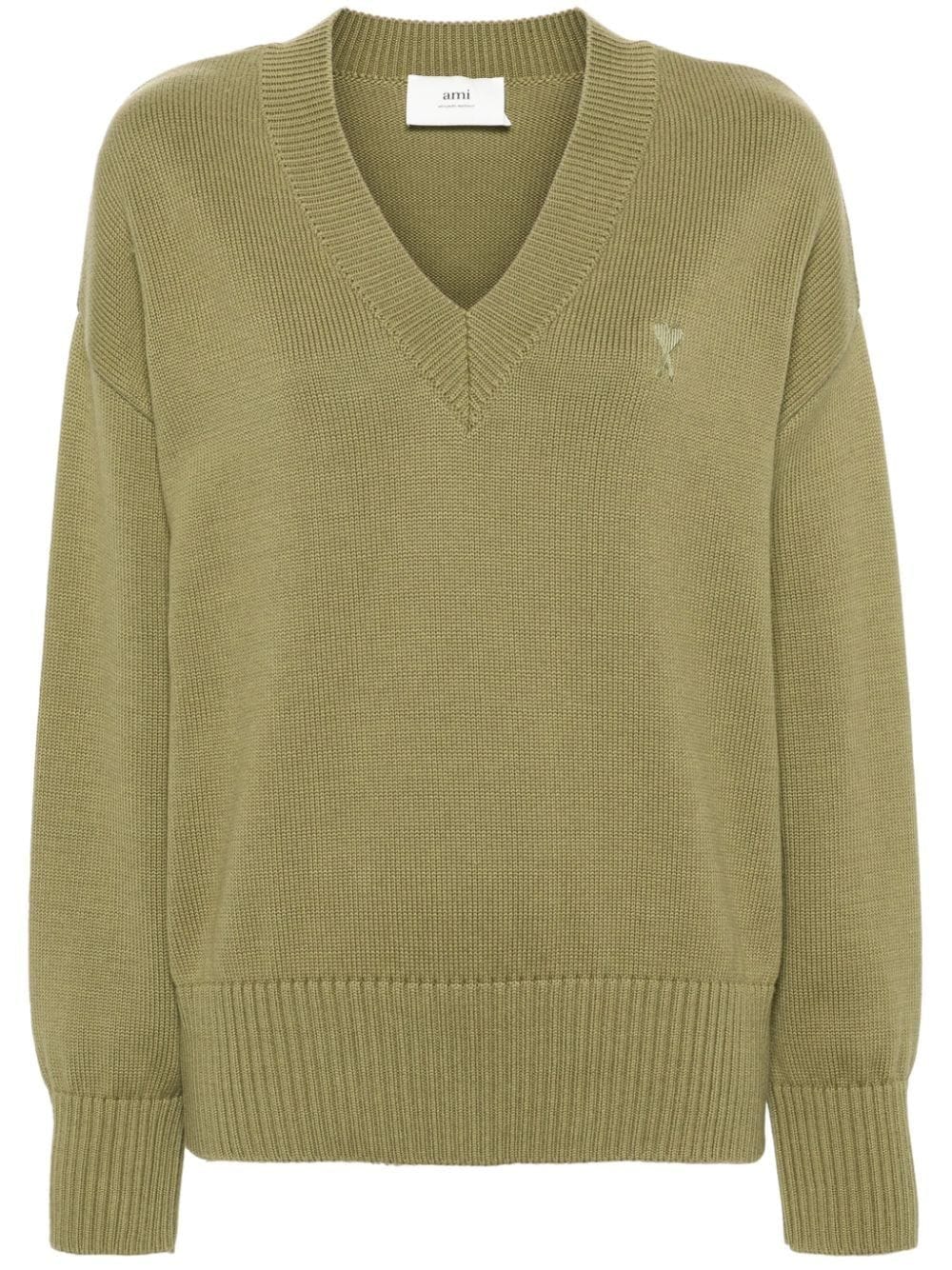 AMI Paris monogram-embroidered jumper - Green von AMI Paris