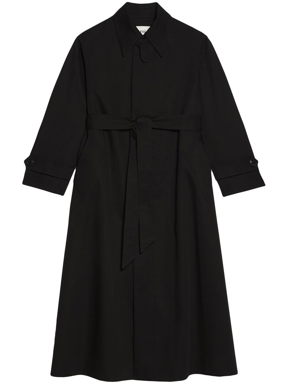 AMI Paris pointed-collar tie-waist trench coat - Black von AMI Paris