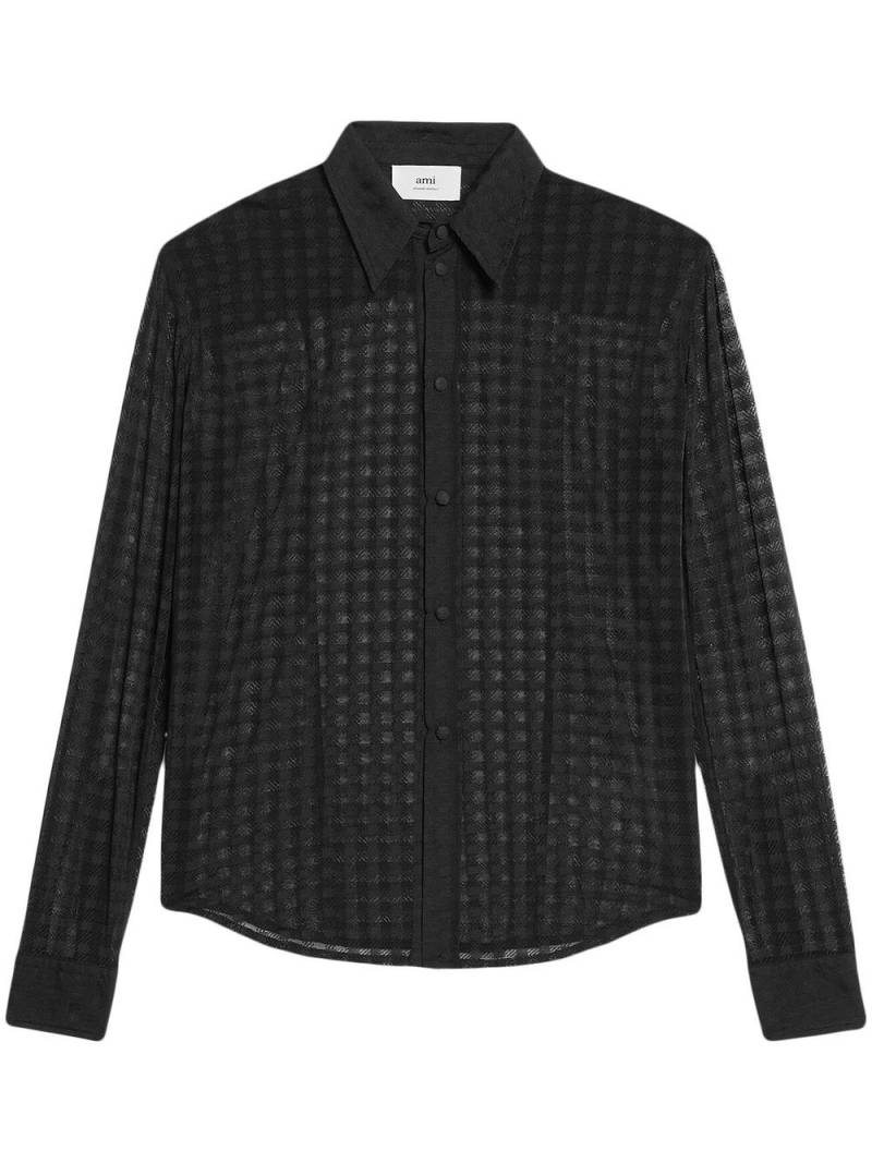 AMI Paris semi-sheer long-sleeve shirt - Black von AMI Paris