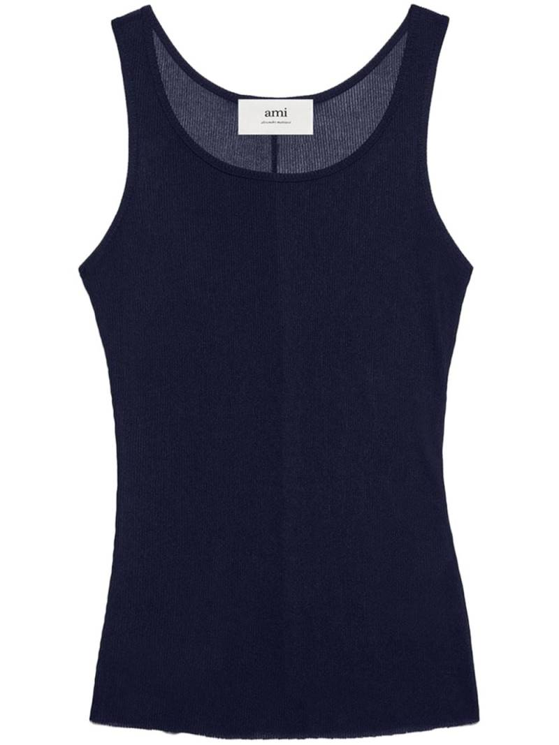 AMI Paris semi-sheer round-neck tank top - Blue von AMI Paris