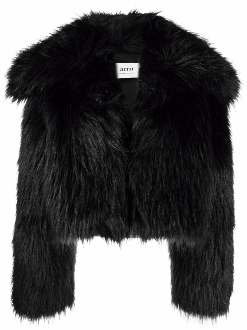 AMI Paris shearling cropped jacket - Black von AMI Paris