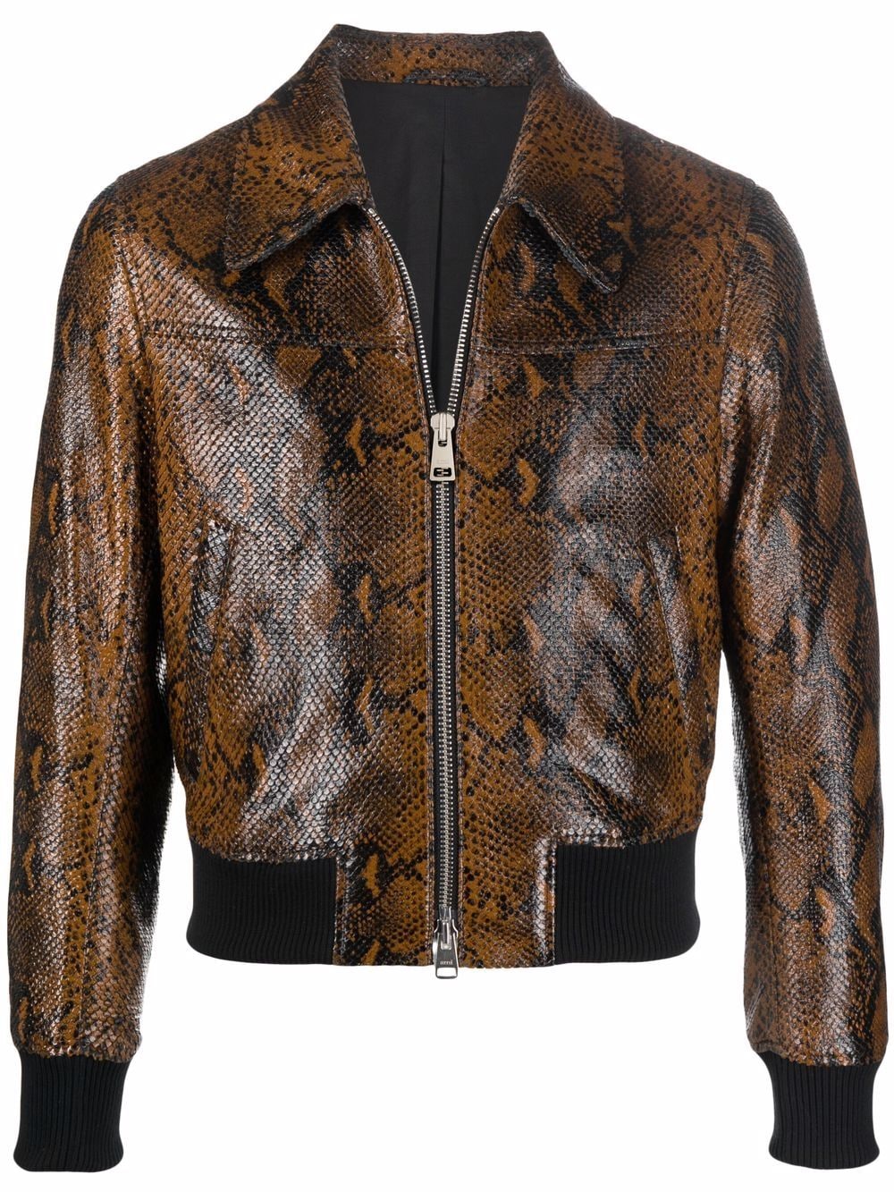 AMI Paris snakeskin effect zip-up jacket - Brown von AMI Paris