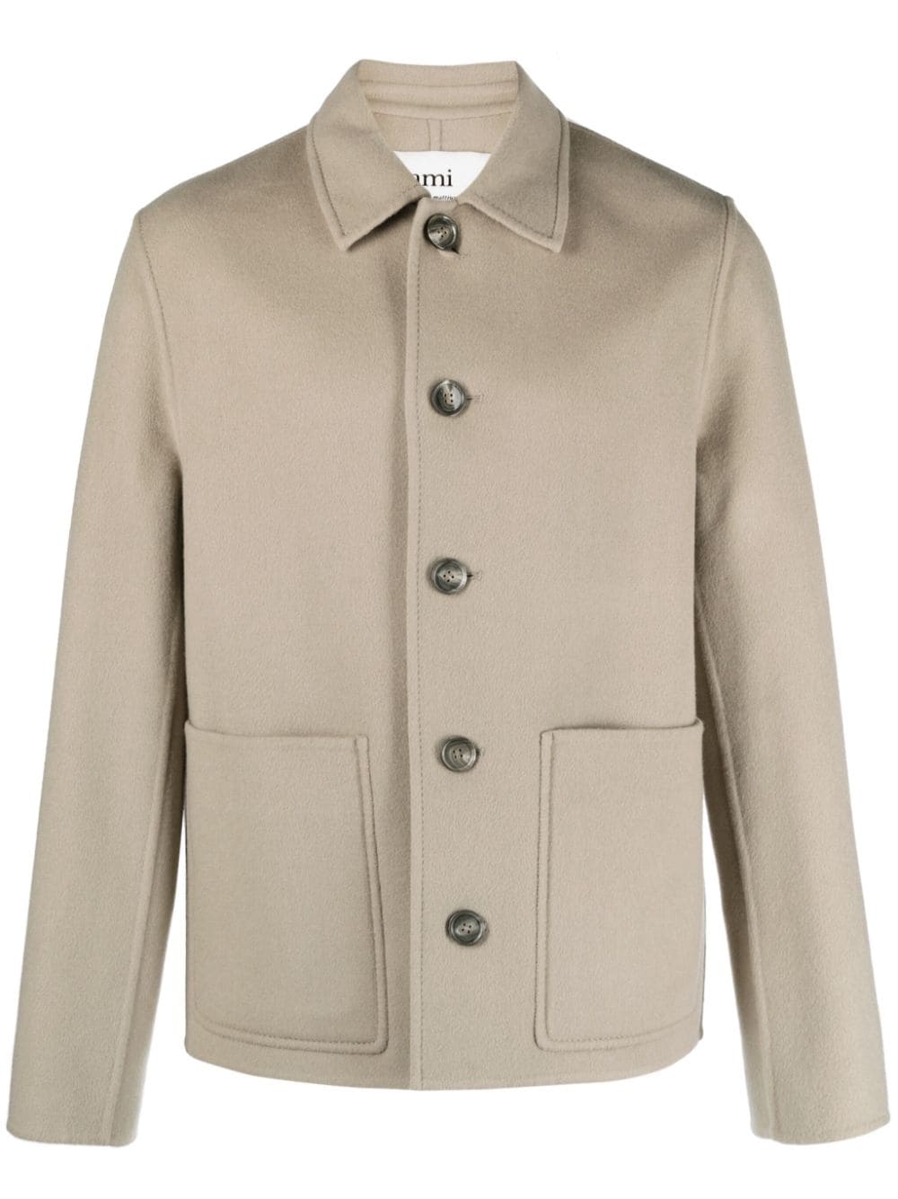 AMI Paris spread-collar single-breasted coat - Neutrals von AMI Paris