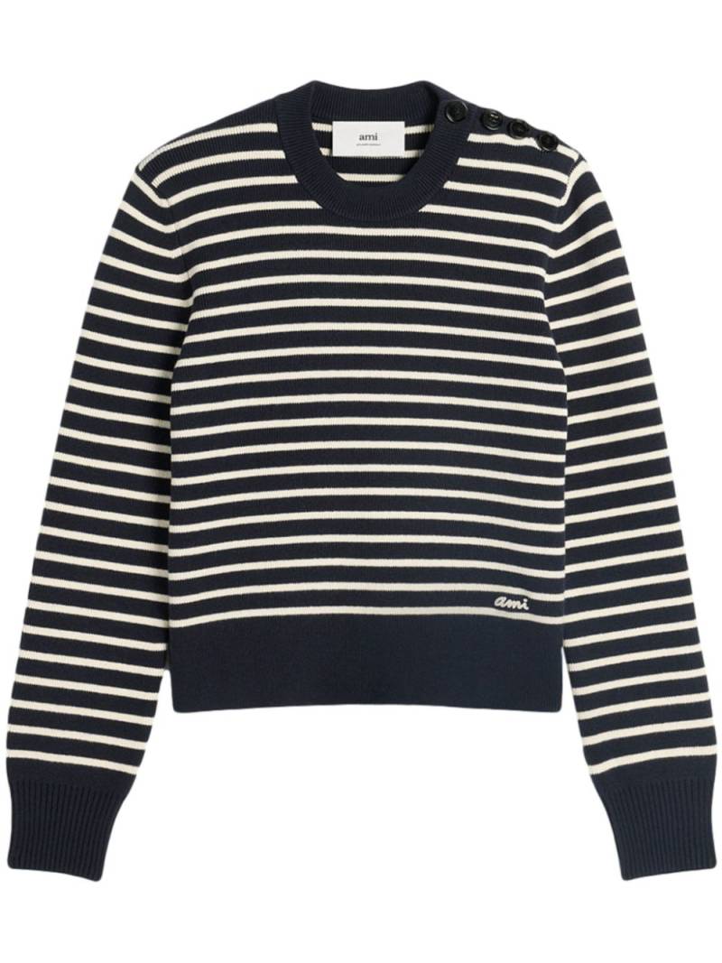 AMI Paris striped cotton-wool blend jumper - Blue von AMI Paris