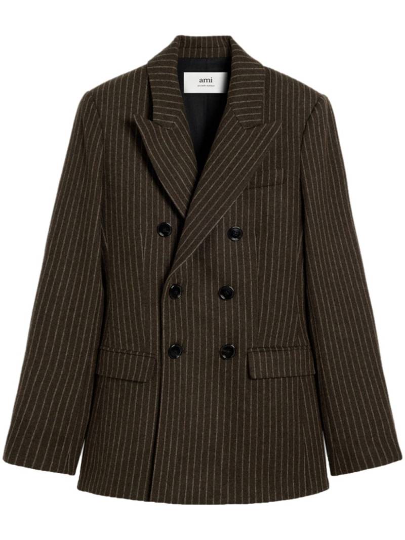 AMI Paris striped double breasted jacket - Brown von AMI Paris