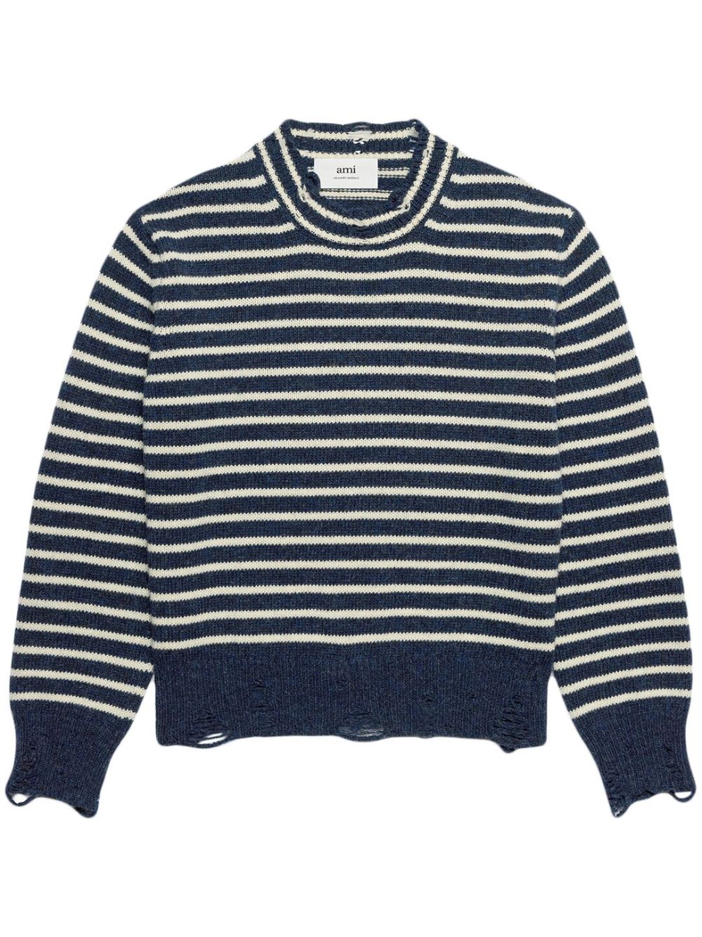 AMI Paris striped ribbed crew neck jumper - Blue von AMI Paris