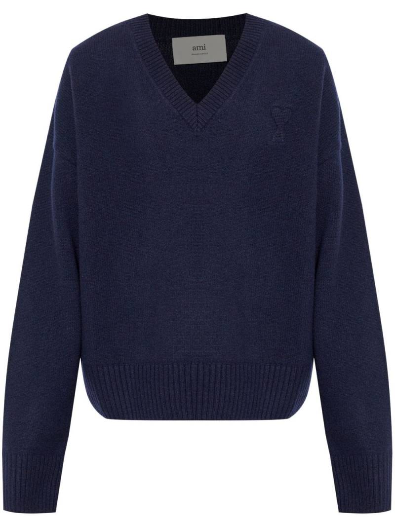 AMI Paris wool-cashmere v-neck jumper - Blue von AMI Paris