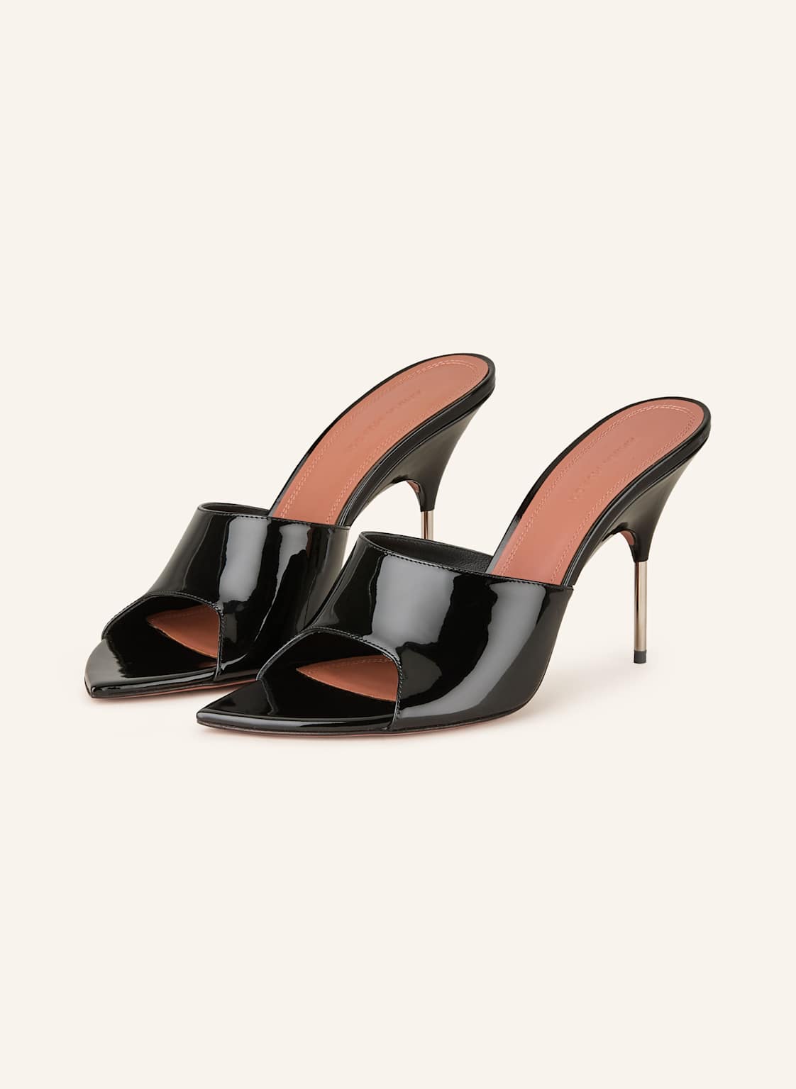 Amina Muaddi Lack-Mules Bianca schwarz Amina Muaddi Lack-Mules Bianca schwarz von AMINA MUADDI
