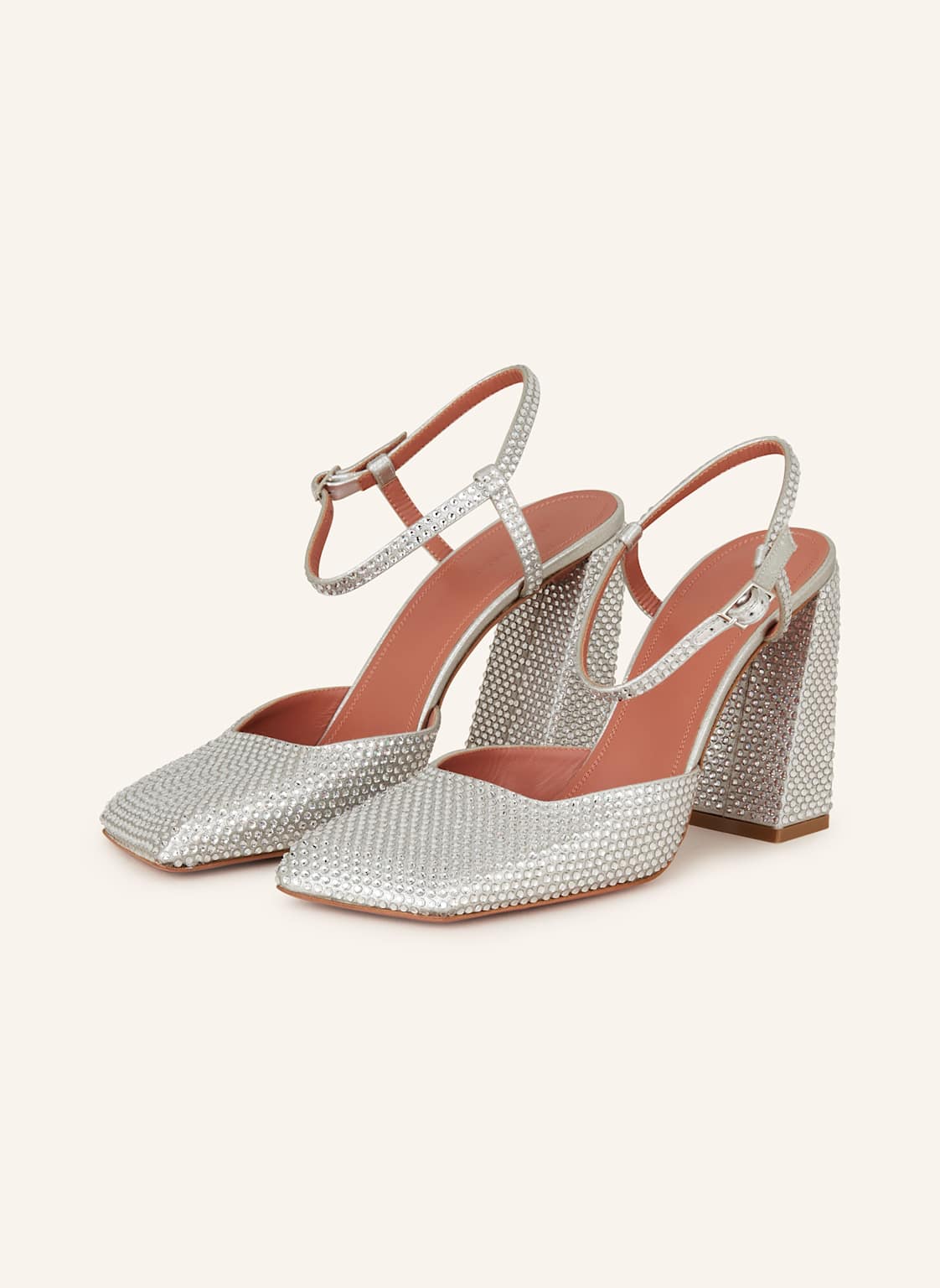 Amina Muaddi Slingpumps Charlotte Mit Schmucksteinen silber von AMINA MUADDI