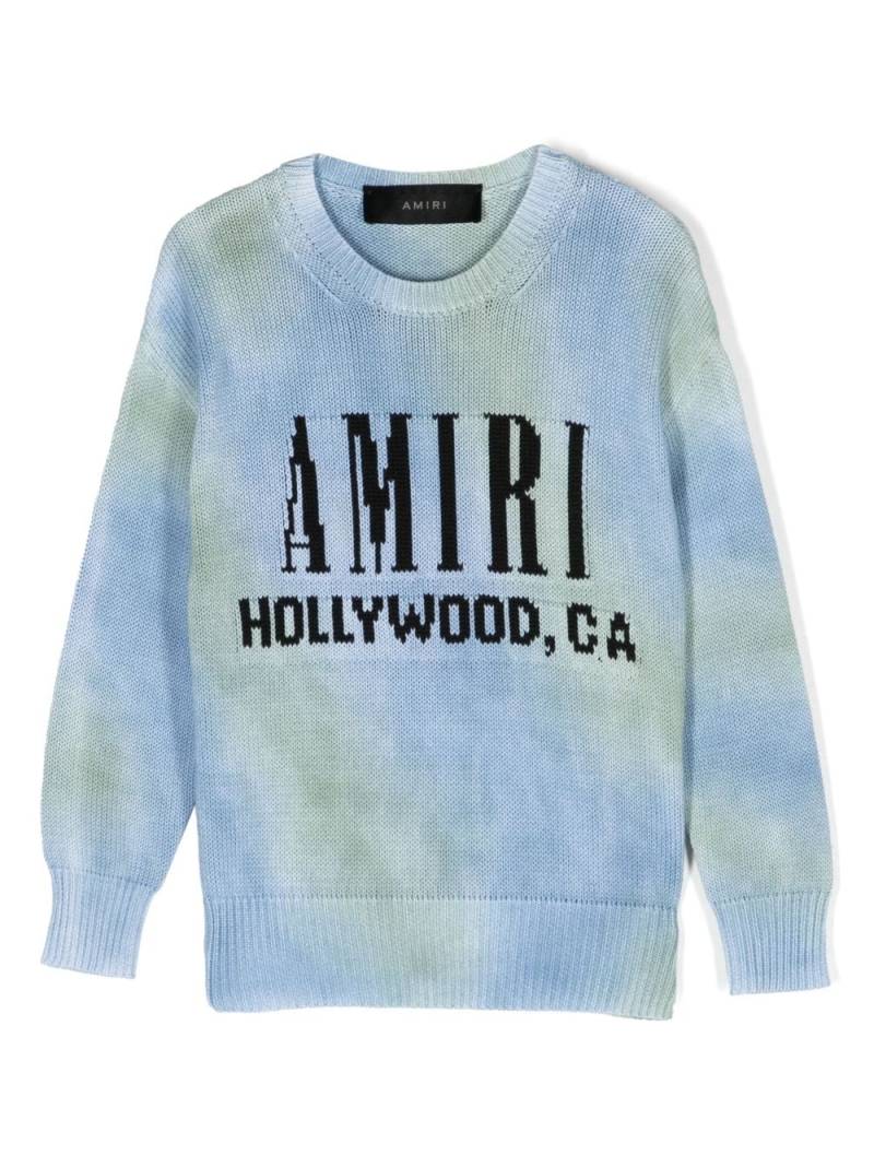 AMIRI KIDS logo-intarsia tie-dye knit jumper - Blue von AMIRI KIDS