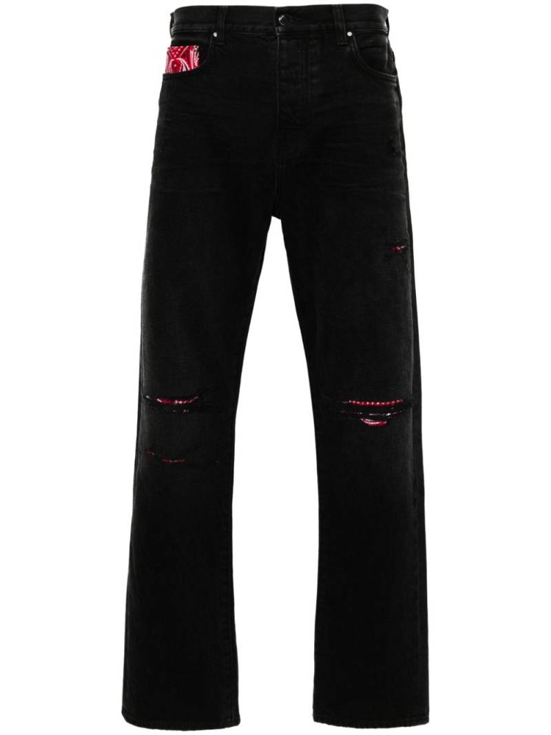 AMIRI Bandana Repair mid-rise straight-leg jeans - Black von AMIRI