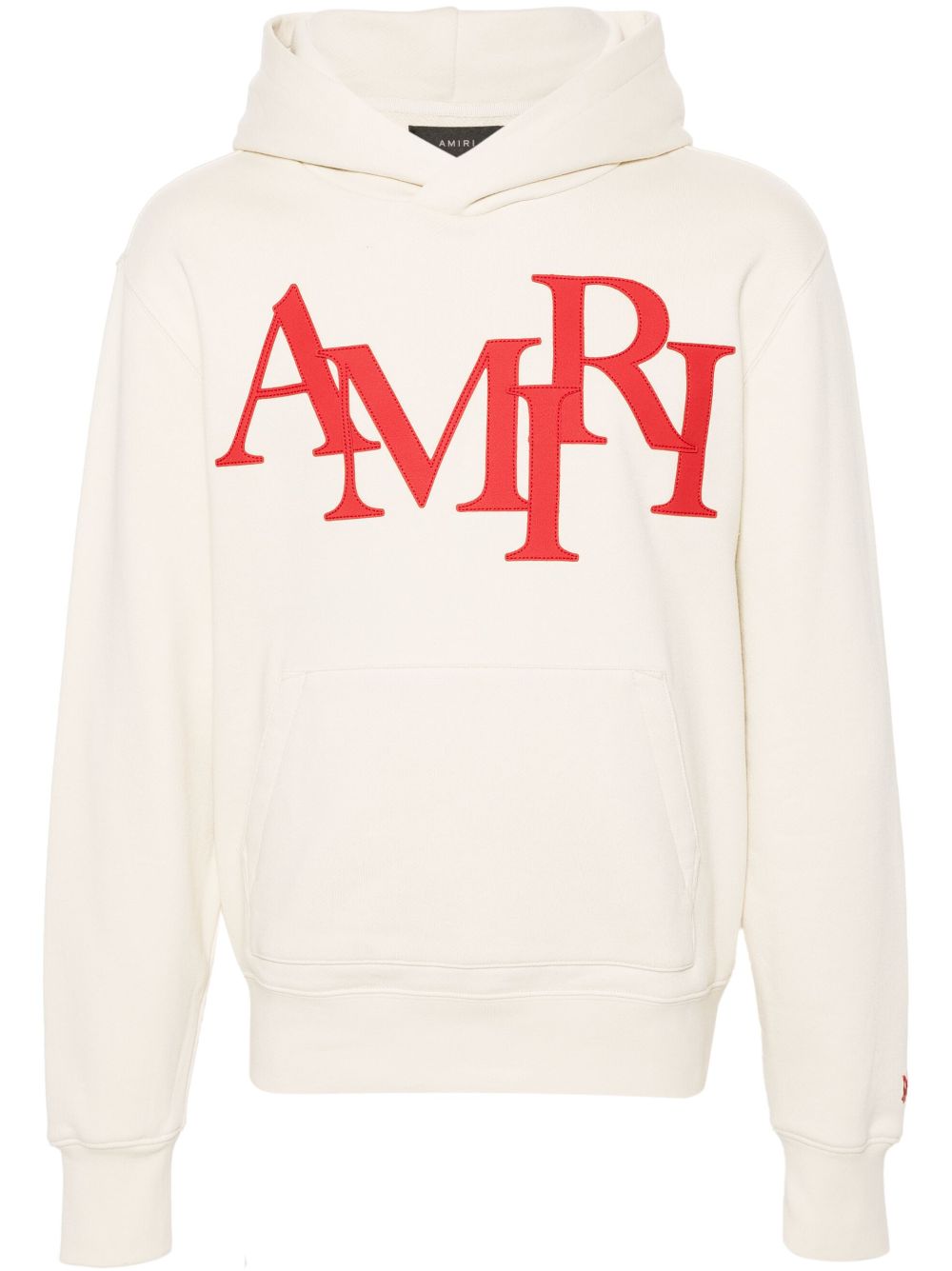 AMIRI Staggered logo-appliqué cotton hoodie - Neutrals von AMIRI