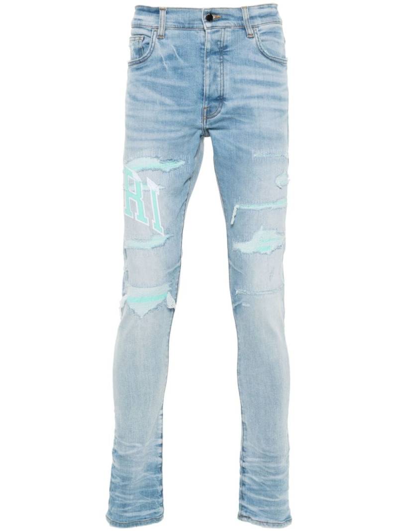 AMIRI Varsity logo skinny jeans - Blue von AMIRI