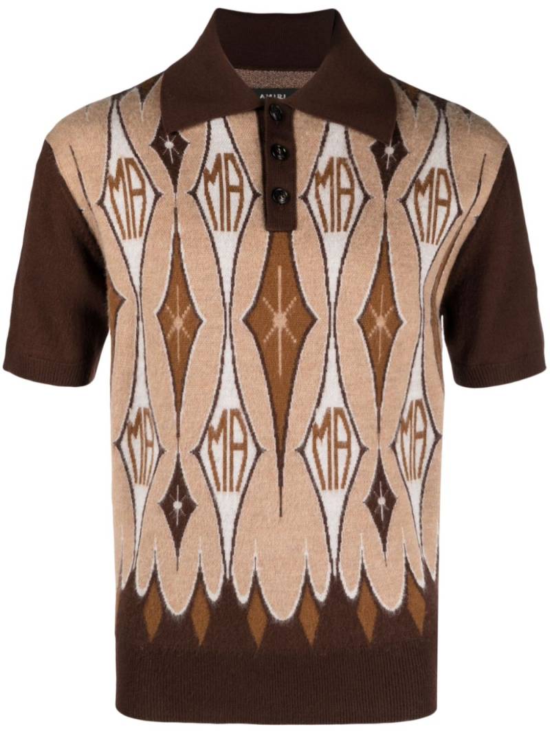 AMIRI argyle-check wool polo shirt - Brown von AMIRI