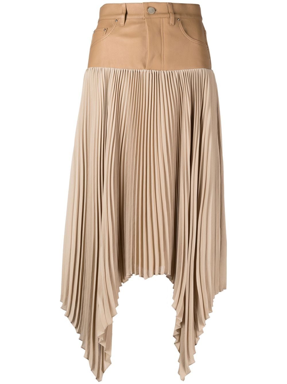 AMIRI contrast pleated asymmetric skirt - Neutrals von AMIRI