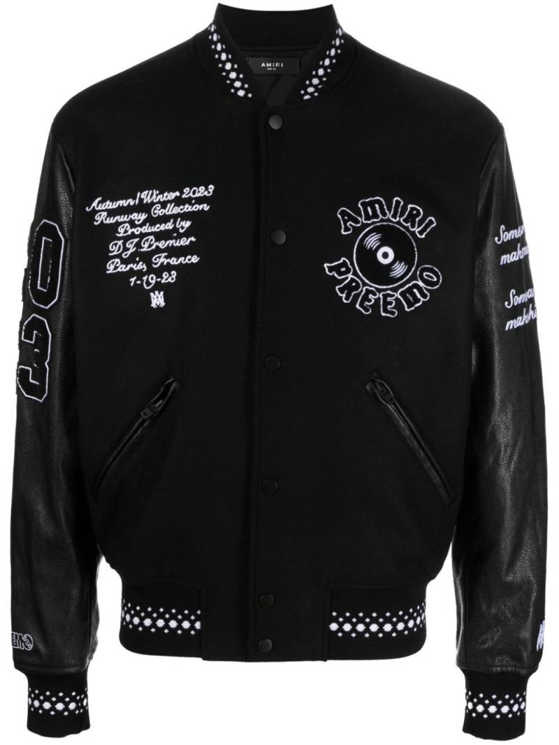 AMIRI logo-appliqué varsity jacket - Black von AMIRI