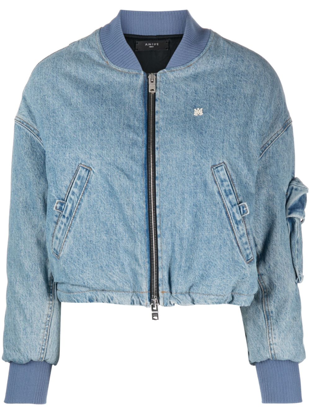 AMIRI logo-embellished denim bomber jacket - Blue von AMIRI