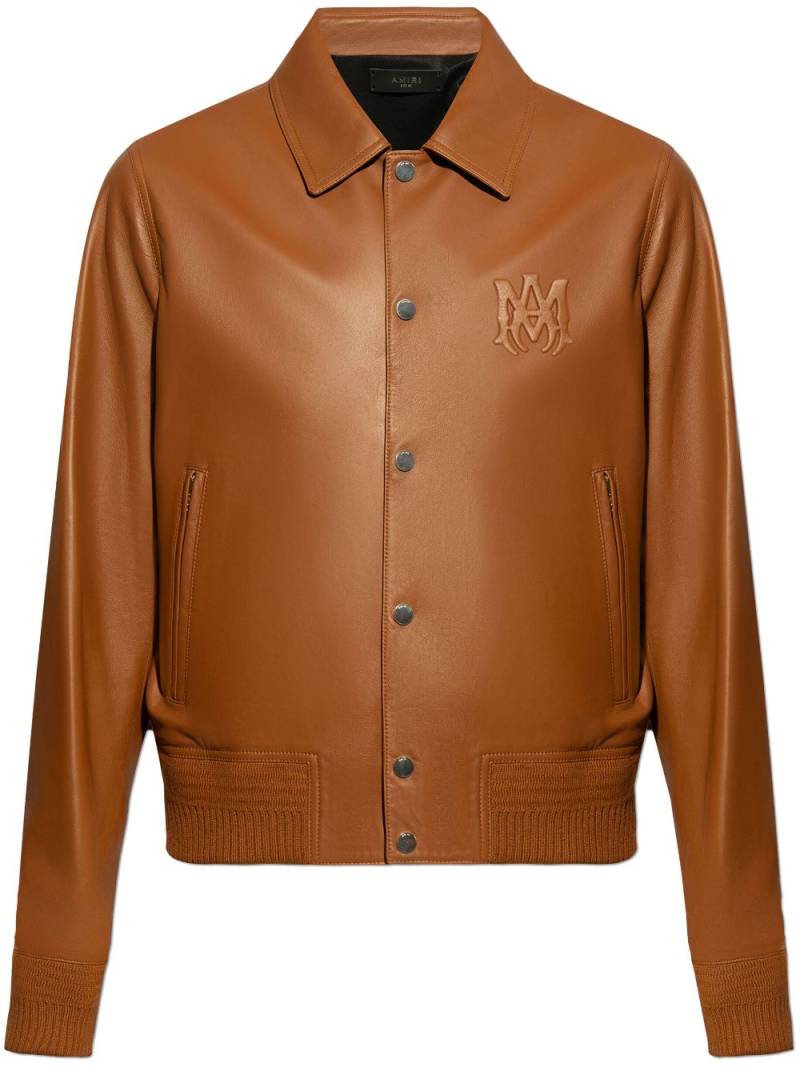 AMIRI logo-embossed leather jacket - Brown von AMIRI