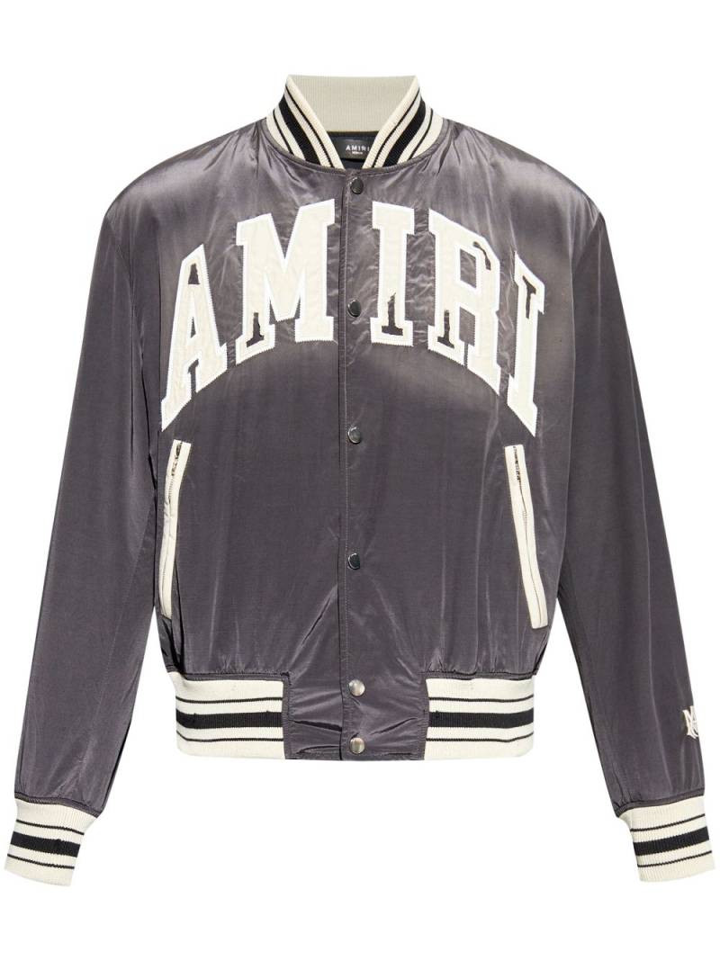 AMIRI logo-embroidered bomber jacket - Grey von AMIRI