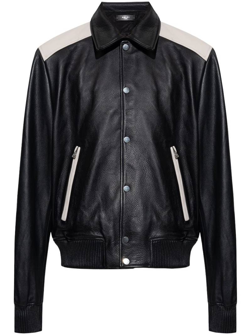 AMIRI logo-embroidered leather jacket - Black von AMIRI