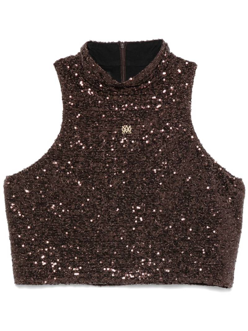 AMIRI logo-plaque sequined top - Brown von AMIRI