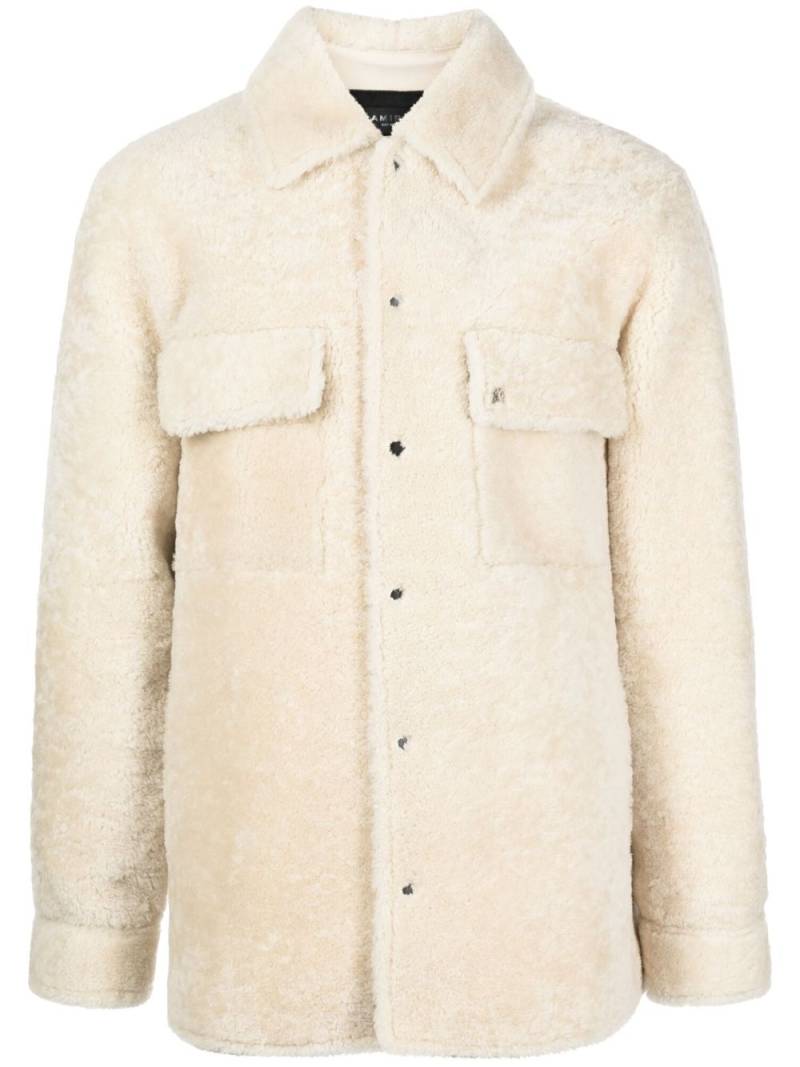 AMIRI logo-print shearling jacket - White von AMIRI