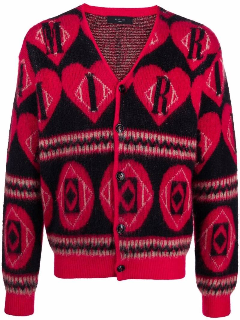 AMIRI logo heart intarsia-knit cardigan - Red von AMIRI