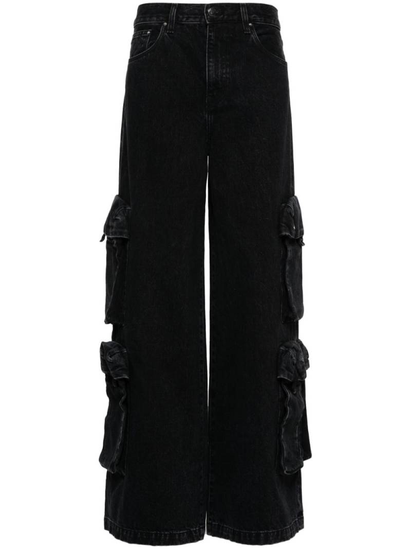 AMIRI monogram-plaque wide-leg jeans - Black von AMIRI