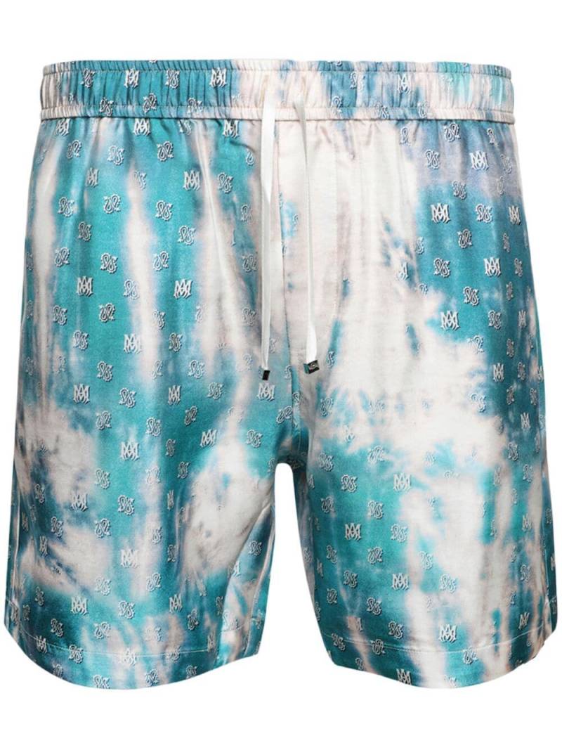 AMIRI monogram-print elasticated-waist shorts - Blue von AMIRI