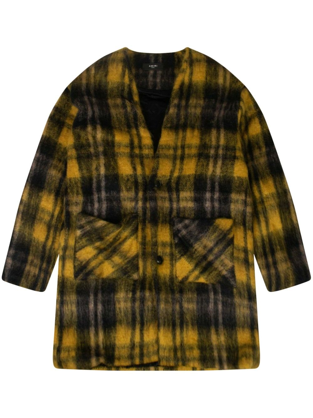 AMIRI plaid-check V-neck cardigan - Yellow von AMIRI