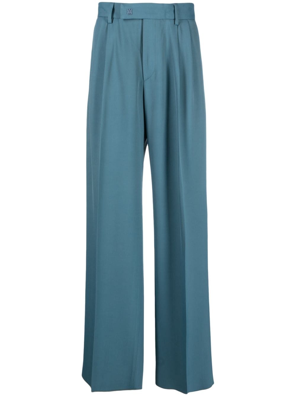 AMIRI straight-leg logo-plaque pleated trousers - Blue von AMIRI