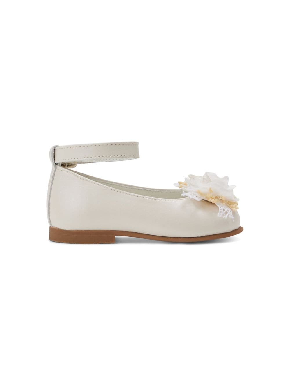 ANDANINES floral-appliquéd leather ballerina shoes - White von ANDANINES