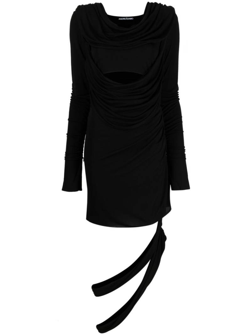 ANDREĀDAMO asymmetric draped cut-out dress - Black von ANDREĀDAMO