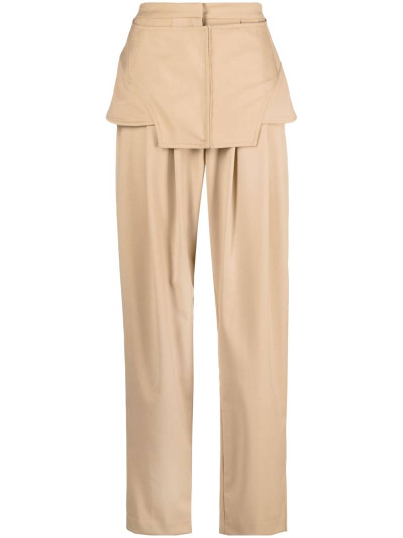 ANDREĀDAMO corset-detail straight-leg trousers - Neutrals von ANDREĀDAMO