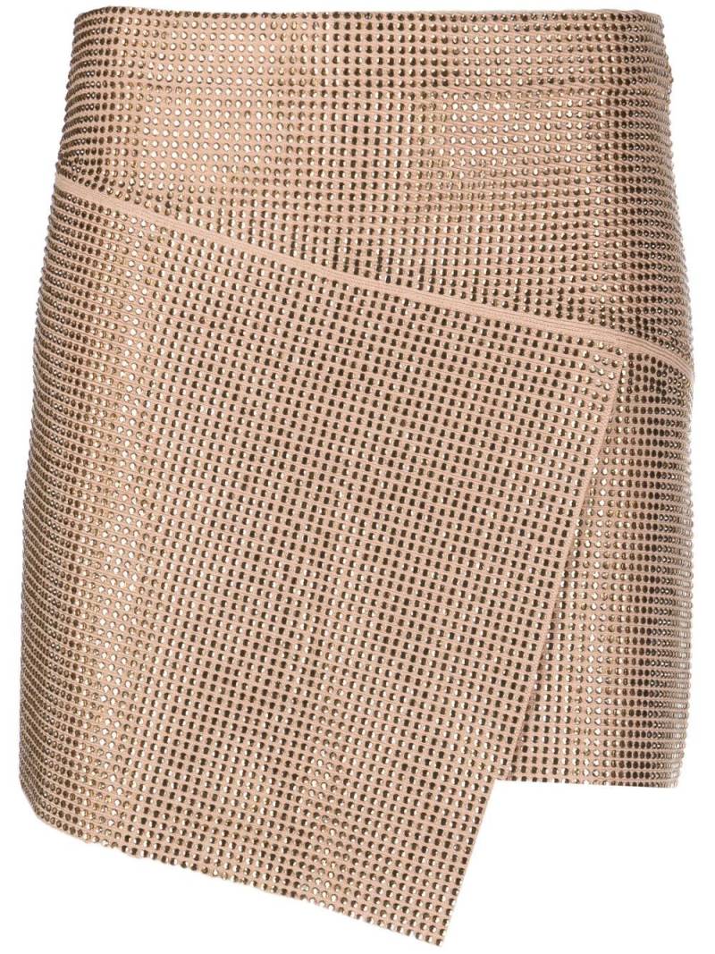 ANDREĀDAMO crystal-embellished asymmetric wrap skirt - Neutrals von ANDREĀDAMO