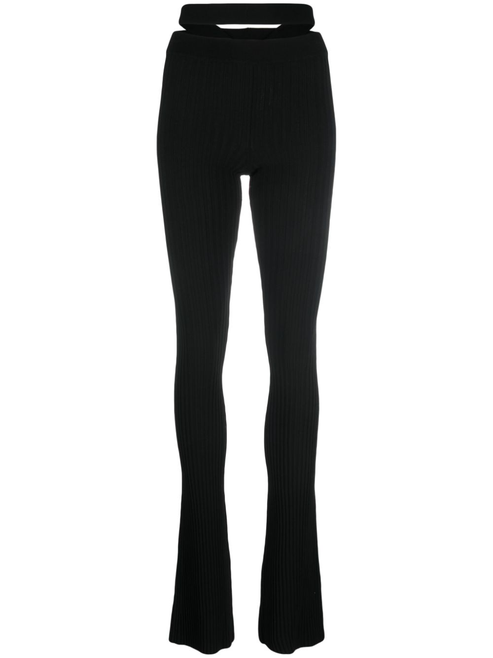 ANDREĀDAMO ribbed-knit flared trousers - Black von ANDREĀDAMO