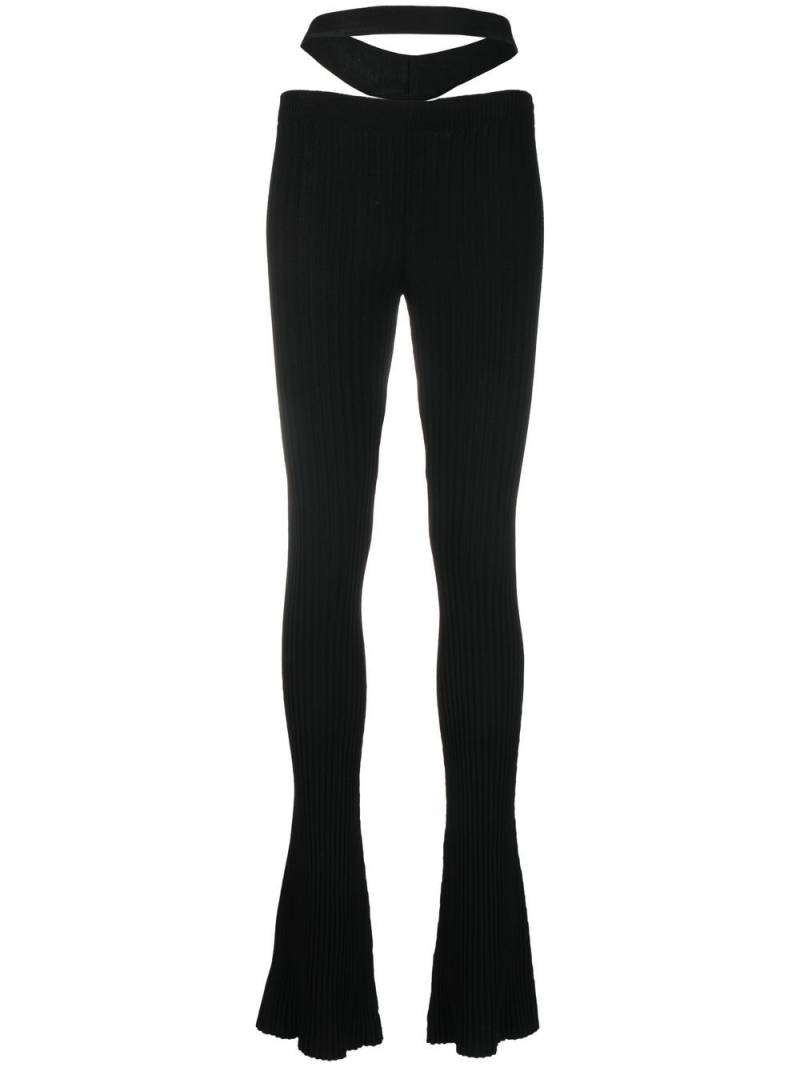 ANDREĀDAMO cut-out ribbed-knit trousers - Black von ANDREĀDAMO