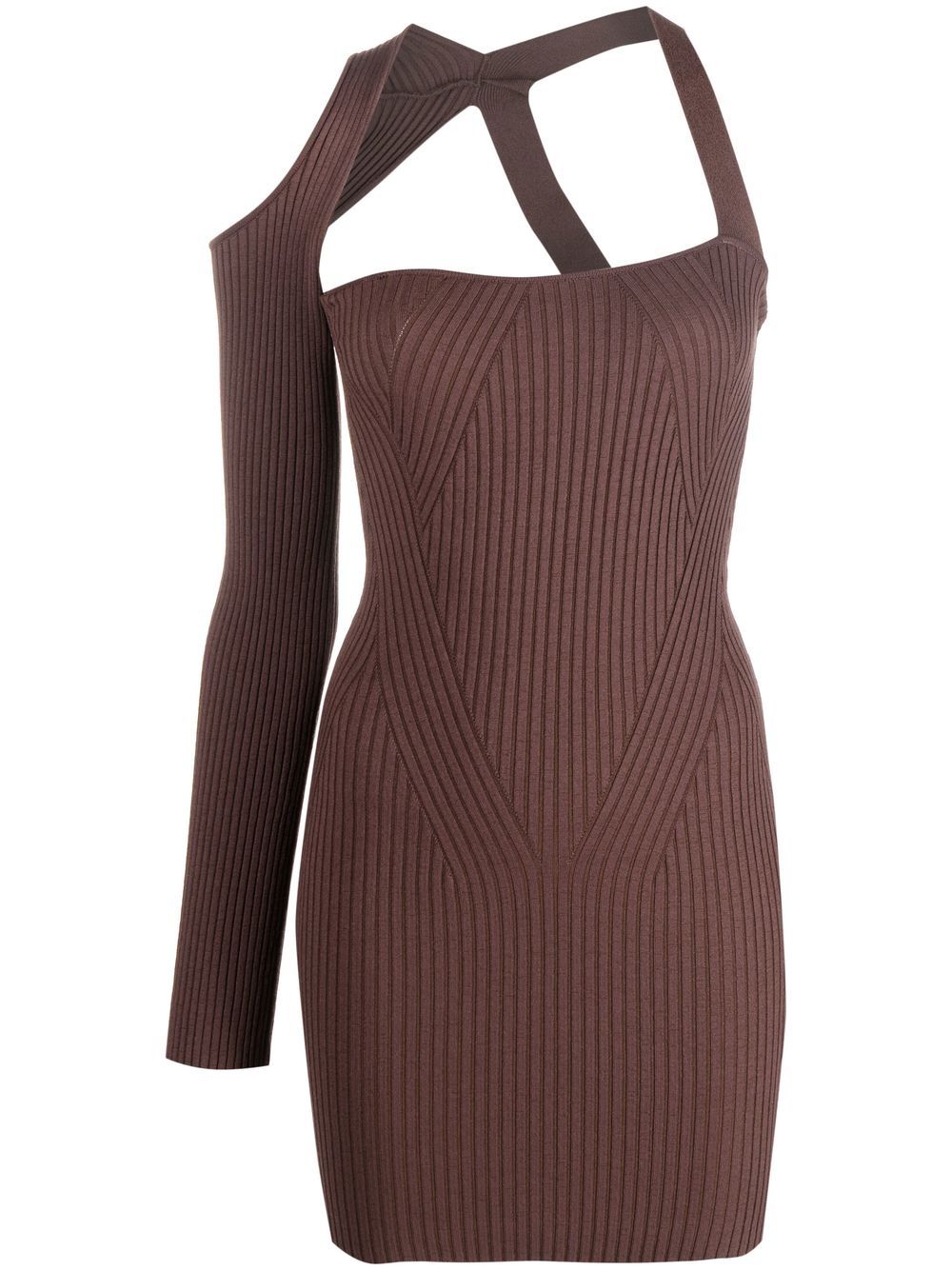 ANDREĀDAMO cut-out ribbed mini dress - Brown von ANDREĀDAMO